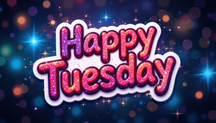 Happy Tuesday! A sparkling glitter greeting for a cheerful Tuesday.