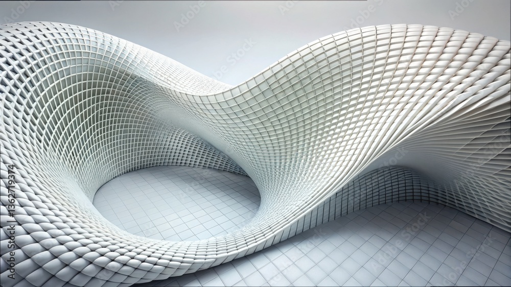 Aufkleber White 3D Grid Structure Integrating Smoothly in Abstract Design