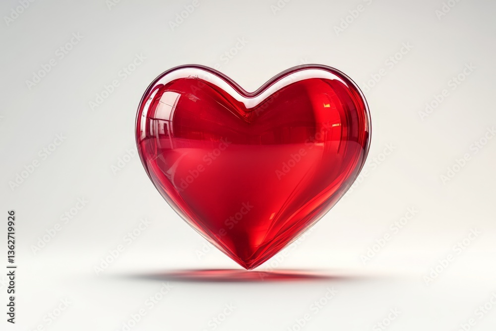 Poster Shiny red heart in a minimalistic setting symbolizing love and affection during a calm day