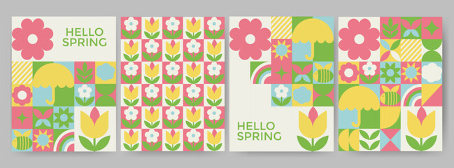 Spring minimalist geometric design for banner, card, cover, poster, advertising, wallpaper.	