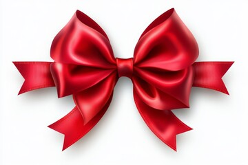 Bright red ribbon bow tied with care for festive celebrations and gift wrapping occasions