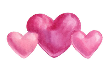 Hand drawn hearts. Watercolor set of elements for Valentine's day. Scrapbook design elements. Typography poster, card, label, banner design set.