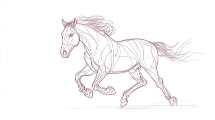 Running Horse Line Drawing