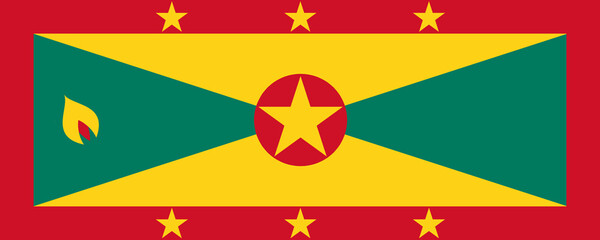 Colorful flag design featuring a star and unique geometric shapes against a vibrant background