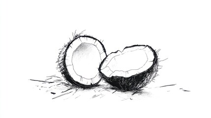 Two halves of a coconut sketch