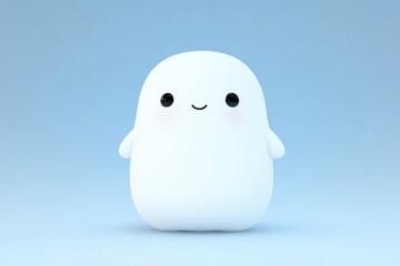 Cute, simple, 3D render of a friendly, round, white creature