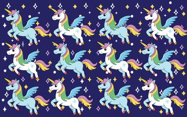 seamless pattern of  Unicorn, for toddler clothing, banner, wallpaper , background 