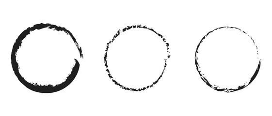 set of round circle grunge frames icon. flat style frame vector illustration.