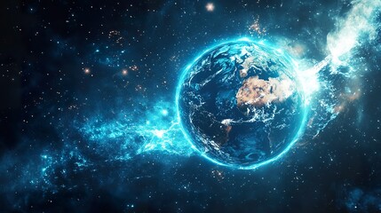 Obraz premium Earth in Cosmic Nebula