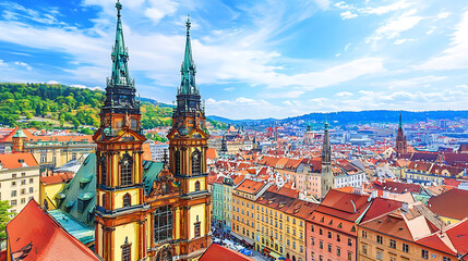 Fototapeta premium Cityscape panorama of historical buildings