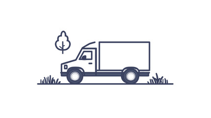 Stylized delivery truck illustration representing transportation and logistics in minimalistic design