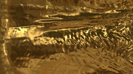 flowing gold surface with deep sculptural texture and horizontal ripple patterns in warm reflective metallic abstract background