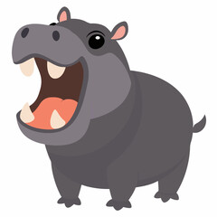Fototapeta premium Cartoon hippopotamus angry. Suitable for children's books, sticknders, mascots, logos.Vector illustration animal on a white backgraund. 