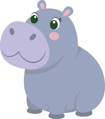 Cartoon cute hippopotamus. Suitable for children's books, sticknders, mascots, logos.Vector illustration animal on a white backgraund.
