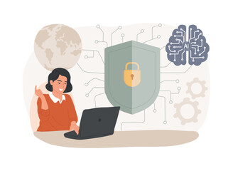 AI-Powered Network Security abstract concept vector illustration.