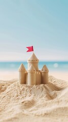 A beautiful sandcastle by the beach