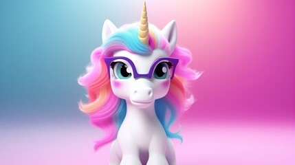 Fototapeta premium Playful unicorn in sunglasses embodying summer vacation vibes, copy space for text