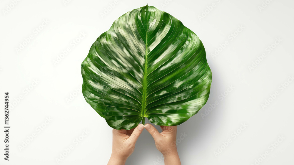 Poster realistic calathea leaf with bold contrast for botanical design