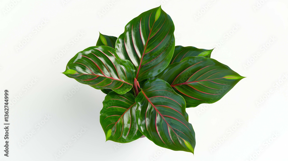 Poster close-up of realistic calathea leaf with vibrant contrast for botanical design