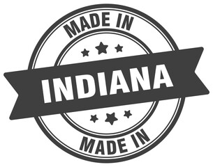 Made in Indiana round sign. Made in Indiana stamp.