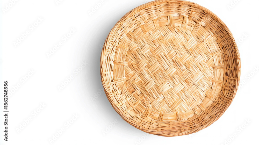 Aufkleber realistic empty round wicker basket for serving and decoration