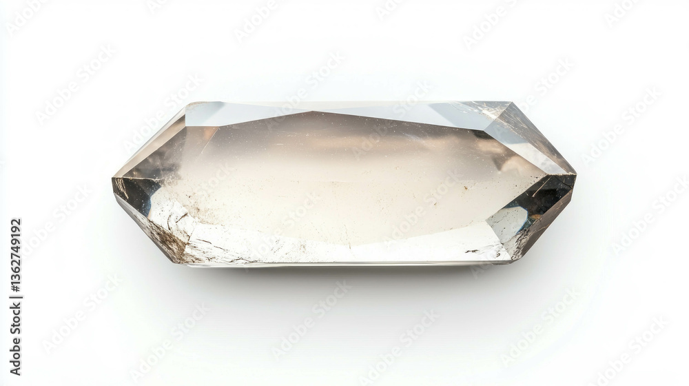 Poster rustic wooden frame with crystal display on white background for decor inspiration