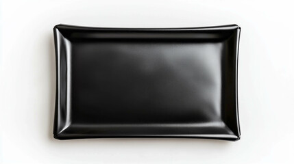 Sleek black rectangular tray on white background for modern decor design