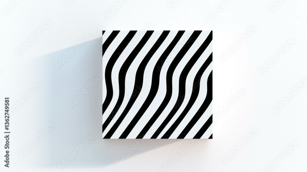 Poster Realistic empty square picture frame with modern black and white abstract pattern