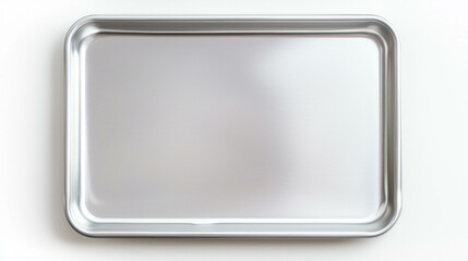 Realistic empty square tin serving tray for kitchen and dining display