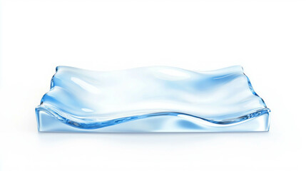 Elegant empty wave shaped glass tray on white background for modern decor
