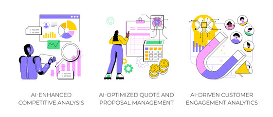 AI in sales management abstract concept vector illustrations.
