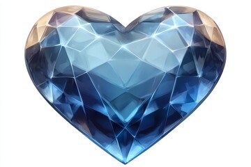 Heart-shaped blue gemstone sparkling under bright light, showcasing its intricate facets and vibrant color