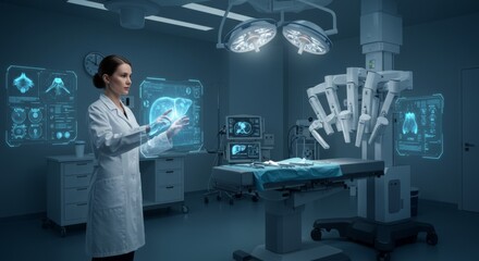 Advanced robotic surgery and augmented reality in a futuristic operating room