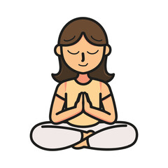 Girl Meditating in Peaceful Pose – Simple and Relaxing Illustration