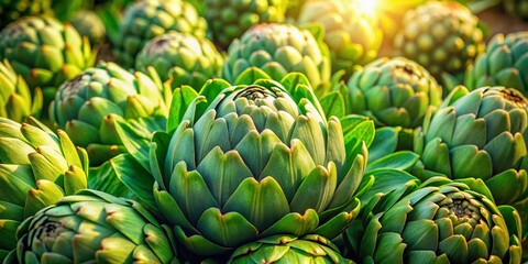 Obraz premium Aerial View Fresh Artichoke Harvest Drone Photography