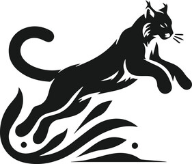 Vector silhouette of a bobcat animal 