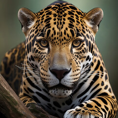 Obraz premium close up portrait of a leopard tiger in the jangle