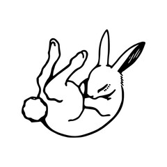 sleeping rabbit outline vector