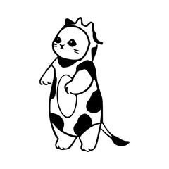 cow cat costume outline illustration