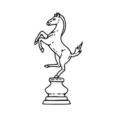 horse on pedestal line art