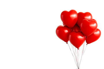 Heart shaped red balloons floating against a transparent background