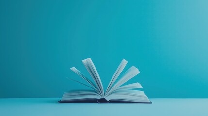Open Book on Blue Background, Education theme