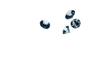 Sparkling blue diamonds with transparent background