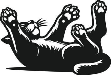 Vector silhouette of a bobcat animal 