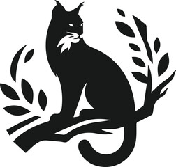Vector silhouette of a bobcat animal 
