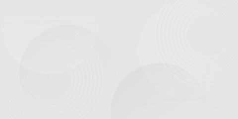 White geometric abstract background overlap layer on bright space with lines effect decoration. Modern graphic design element circles style concept for banner.