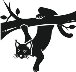Vector silhouette of a bobcat animal 