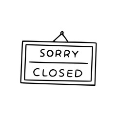 closed signboard line art