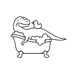funny dino with rubber duck drawing