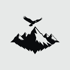 Obraz premium Minimalist Mountain Silhouette Vector Art in Black and White Background